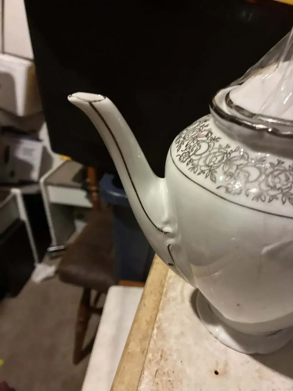 Winterling Bavaria WIG26 Porcelain Teapot with Platinum Rose Trim